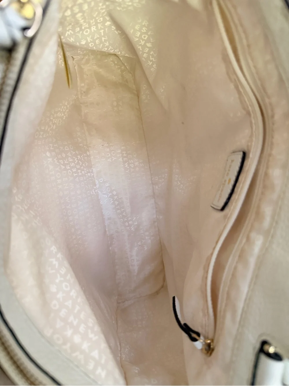 KATE SPADE New York White Pebbled Leather Tassel Tote Bag
